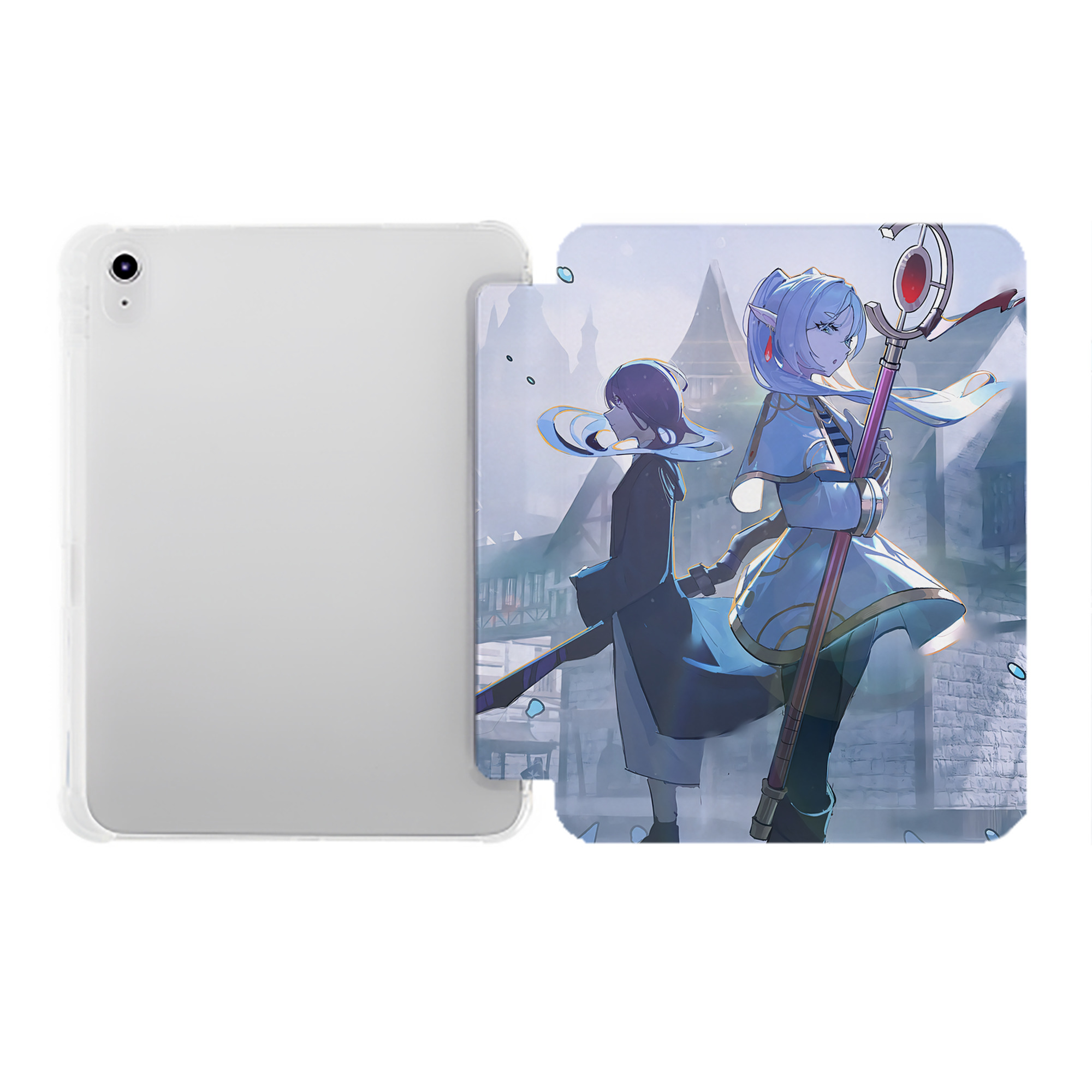 （画像用） 葬送のフリーレン Frieren IPad ケース ペン収納付き 三つ折りスタンド PUレザー×シリコン 対応機種9.5/10.5/10.9インチ